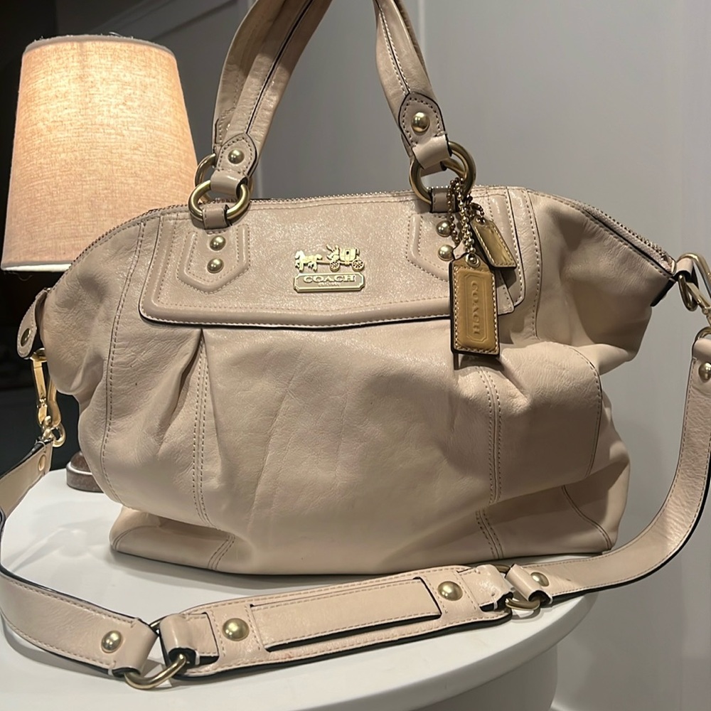 Coach Madison purse with 28” crossbody strap. Cream colored. - Picture 1 of 8